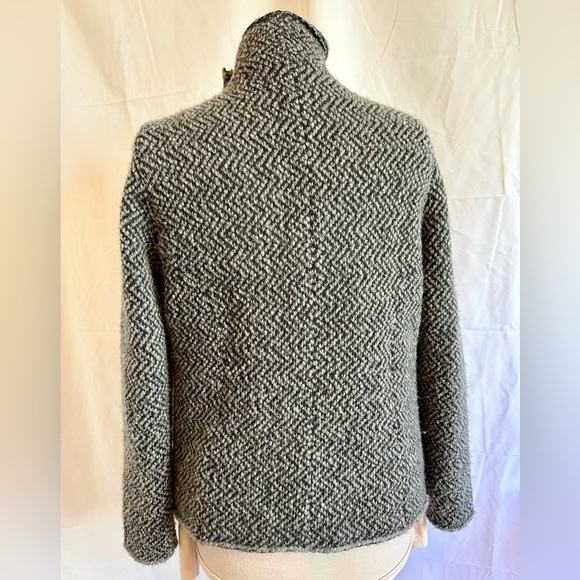 Eileen Fisher wool and Leather Moon High Collar Asymmetrical Jacket Size Large - Picture 5 of 12